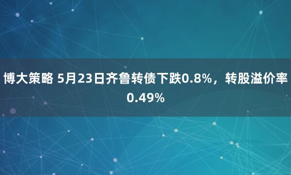 博大策略 5月23日齐鲁转债下跌0.8%，转股溢价率0.49%