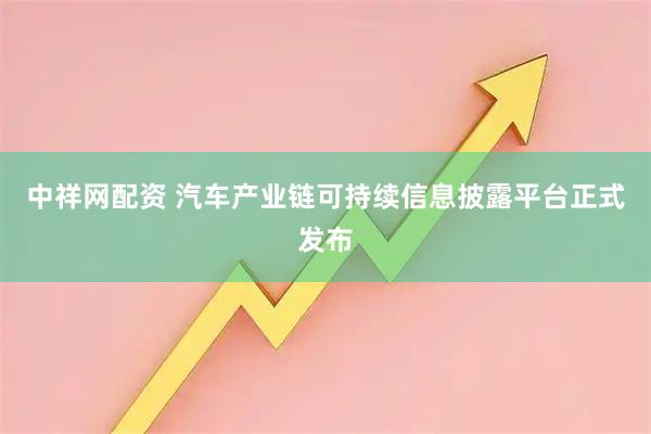 中祥网配资 汽车产业链可持续信息披露平台正式发布