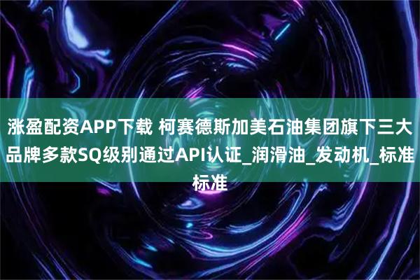 涨盈配资APP下载 柯赛德斯加美石油集团旗下三大品牌多款SQ级别通过API认证_润滑油_发动机_标准